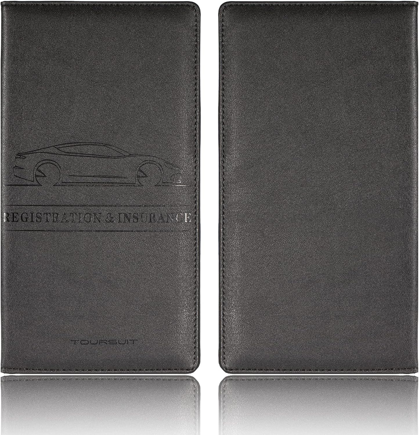 TOURSUIT Car Registration and Insurance Card Holder, Vehicle License Document Glove Box Compartment Organizer, Interior Car Accessories for Women Men Teens (Black)