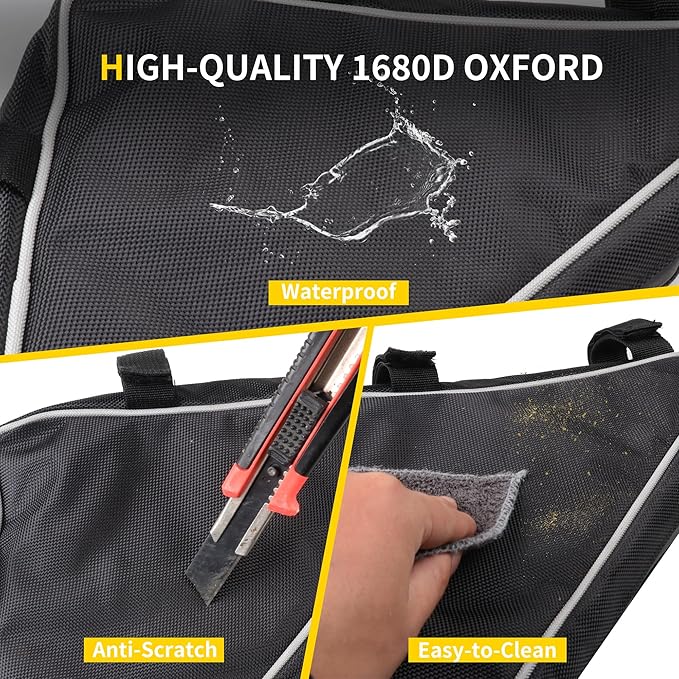 UTV Roll Bar Triangle Storage Bags Waterproof Compatible with Polaris RZR Ranger UTVs, Road and Mountain Bikes Accessories, UTV Tool Bag, 1.75"-2" Roof Roll Cage Organizer, 1 Pack