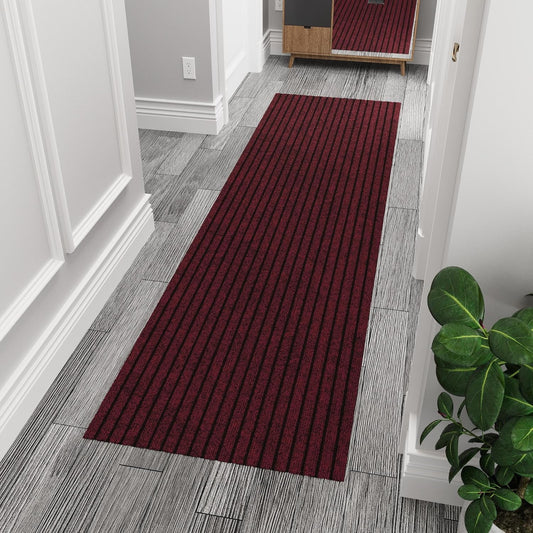 Ottomanson 2'7" x 8' Hallway Runner with Scraper Pile Extra Durable Non-Slip Rug Mat for Indoor & Outdoor Use - Ideal for Kitchen, Entryway, Patio & Garage - High-Traffic Carpet, Red