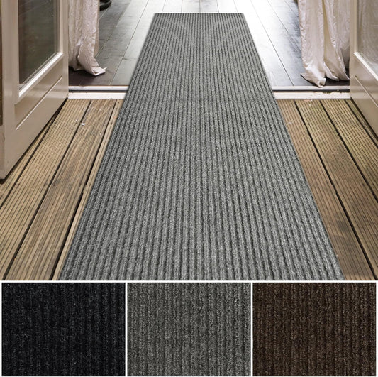 iCustomRug Spartan Weather Warrior Duty Indoor/Outdoor Utility Ribbed in 3ft,4ft,6ft Widths 70 Custom Sizes with Natural Non-Slip Rubber Backing 4'X48' in Grey