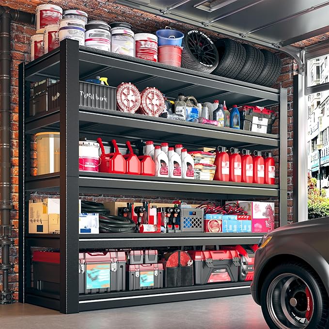 2550LBS Storage Shelves, 40" W Garage Shelving Heavy Duty, Adjustable Metal Shelving Unit, Storage Rack for Garage, Basement, Warehouse with Tool-Free Assembly, 40" W x 17.7" D x 72" H