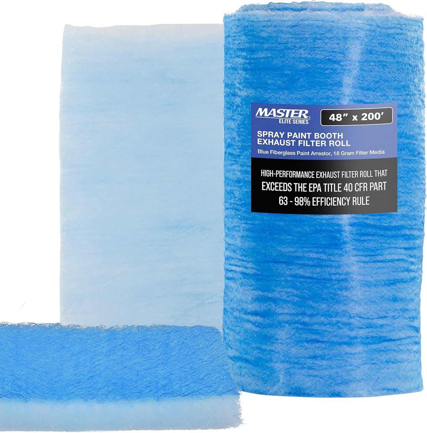 Master Airbrush Elite Paint Spray Booth Exhaust Filter Roll 48" x 200' - 18 Gram Heavy-Duty Fiberglass Paint Arrestor for Filtering Overspray Particles in Auto Body Shops & Refinish Booths
