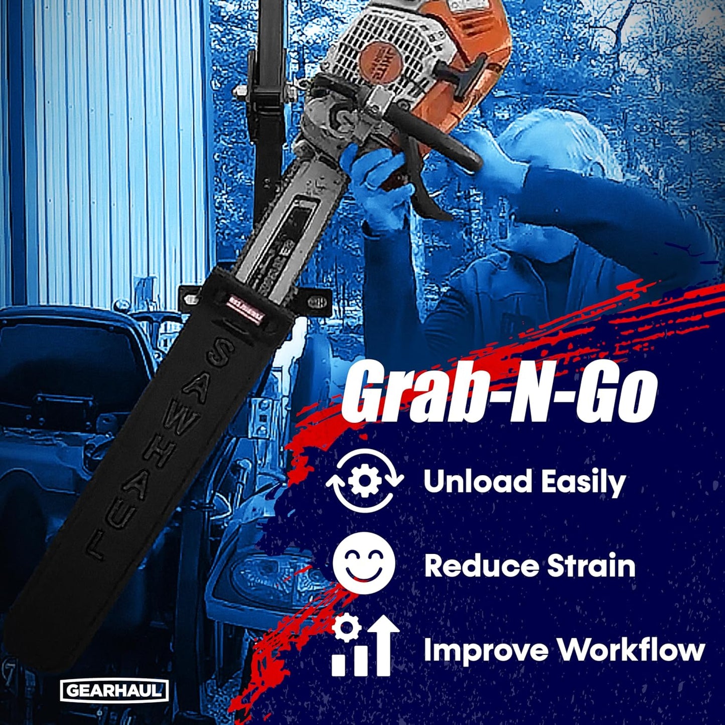 SawHaul Snap-Lok Universal Chainsaw Carrier Kit for Tractors and Skid Steers – 36 Inch Black Scabbard with Rotating Mount – Compatible with All Chainsaw Brands – Made in USA