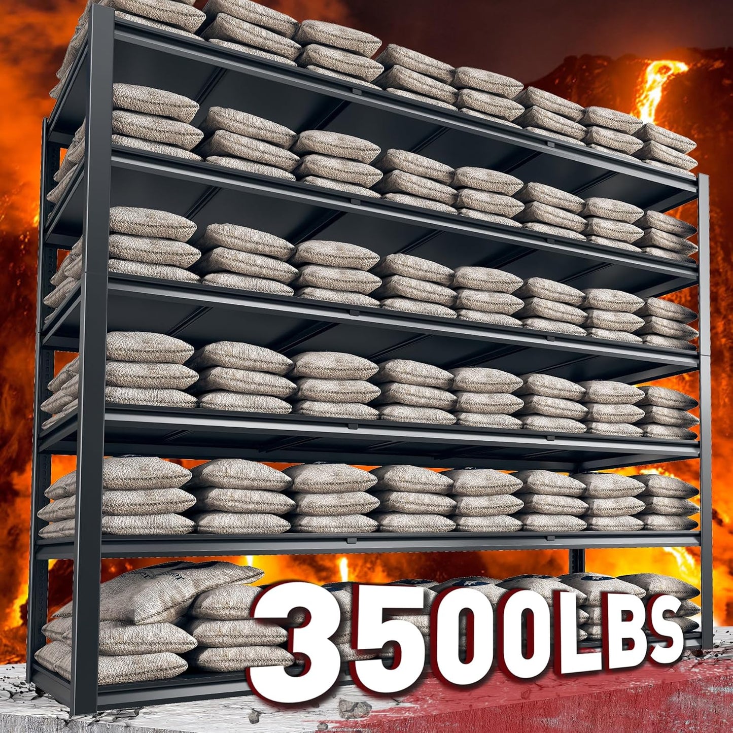 REIBII 84“H Garage Shelving Heavy Duty Storage Shelves 3500 LBS Adjustable Metal Shelving Uints and Storage for Garage, Warehouse, School, Commercial, Business, 60 "W x 24 "D x 84 "H, 2 Pack