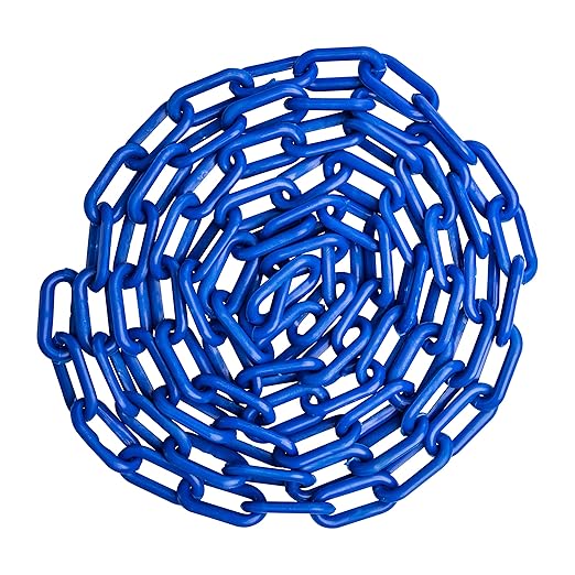 US Weight (Made in USA) 2" x 50' Blue Plastic Safety Chain ft. SunShield UV Resistant Technology