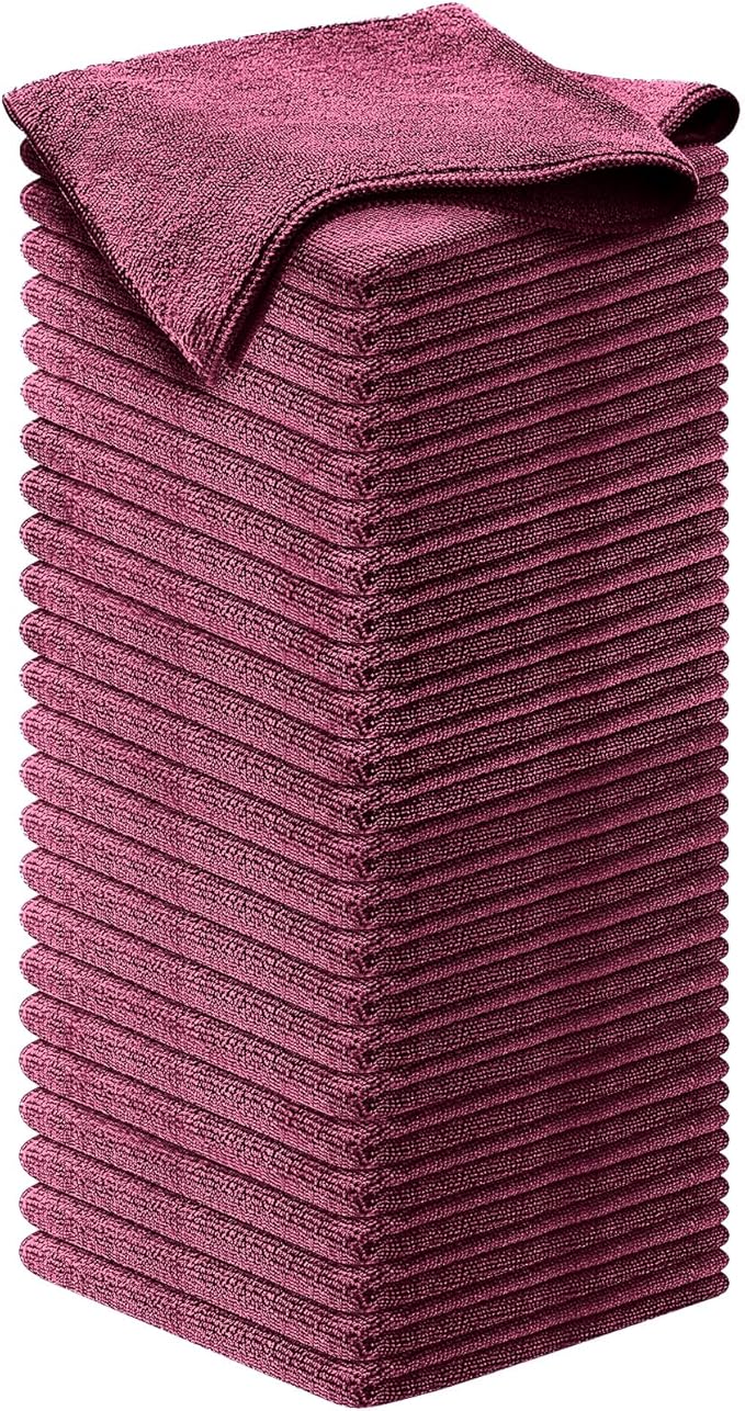 USANOOKS Microfiber Cleaning Cloth - 1200 Washes, Ultra Absorbent Towels Grip Root Weave Grime - 50pack - Burgundy