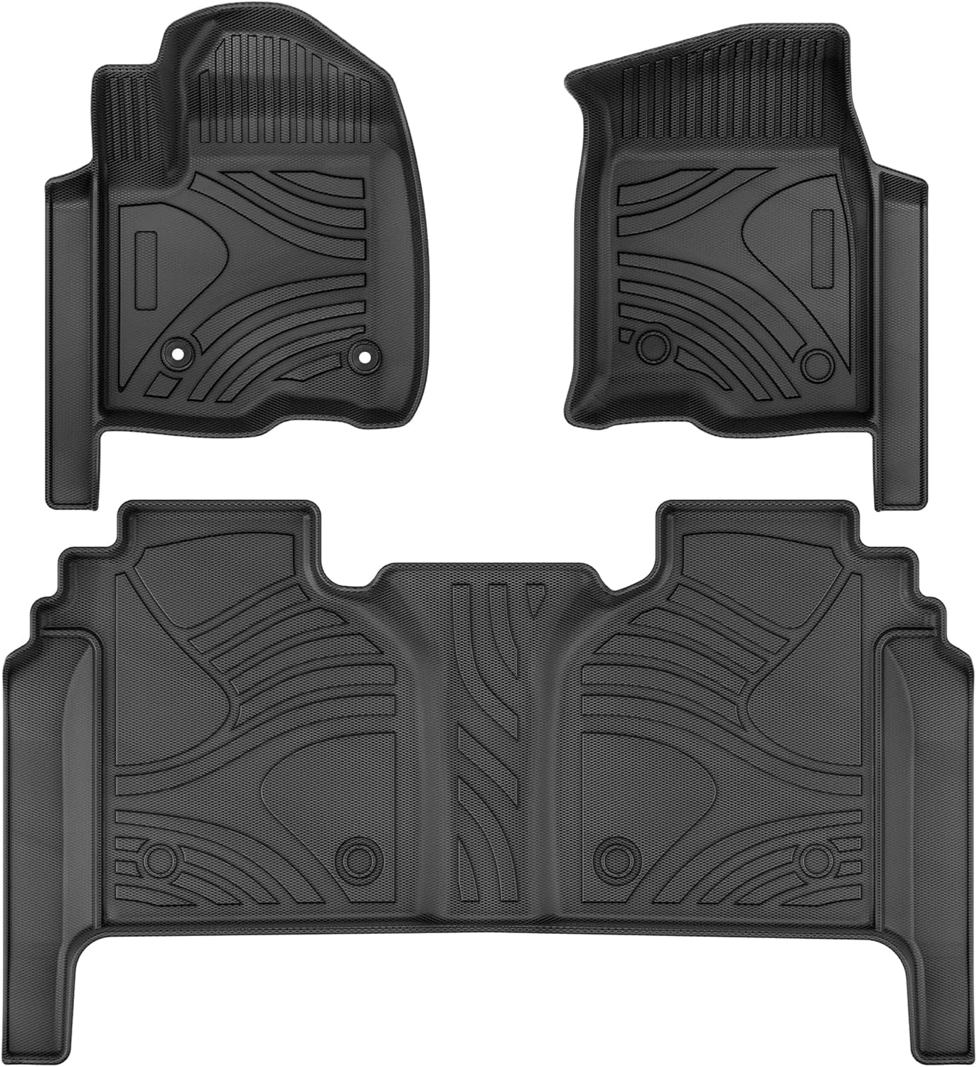Floor Mats Fit for 2019-2025 Chevy Silverado 1500/GMC Sierra 1500, Car Mats for 2020-2025 Chevrolet Silverado/GMC Sierra 2500HD/3500HD Crew Cab Floor Liners with Factory Carpeted Storage, Black