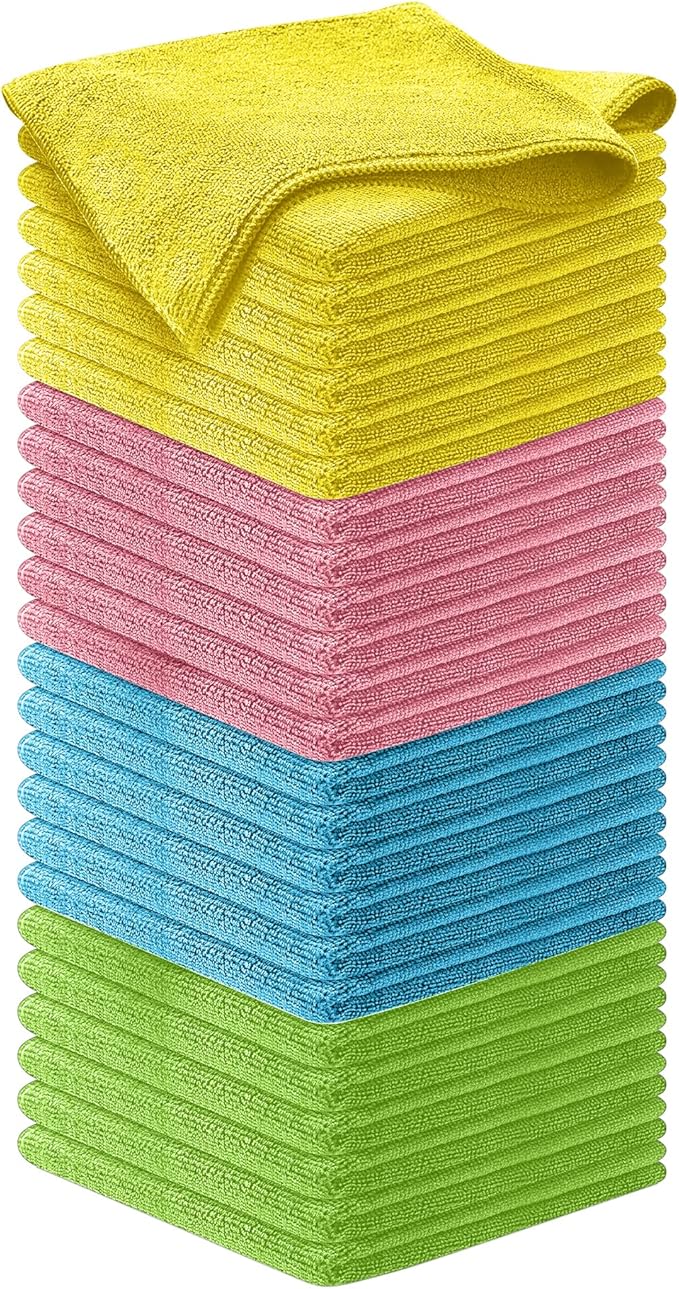 USANOOKS Microfiber Cleaning Cloth - 50Pcs (12.5x12.5 inch) High Performance - 1200 Washes, Ultra Absorbent Towels for Cars Weave Grime & Liquid for Streak-Free Mirror Shine