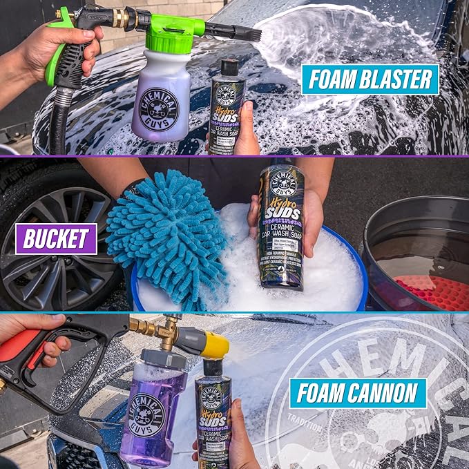 Chemical Guys HydroSuds Ceramic SiO₂ Shine High Foaming Car Wash Soap - Foam Cannon Soap, Works with Foam Guns or Bucket Washes Safe for Cars, Trucks, Motorcycles, RVs, & More, Berry Scent - 64 fl oz
