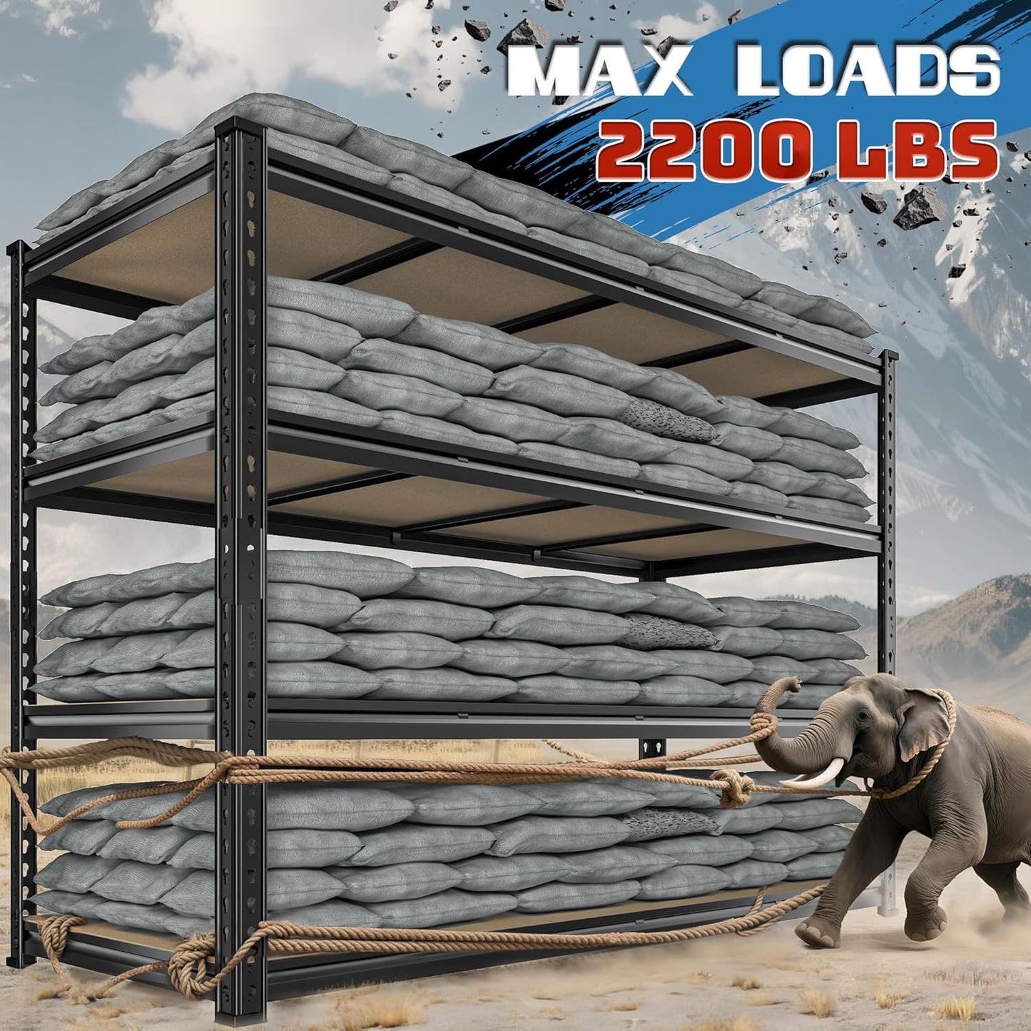 59.8" W Metal Shelving 59.8" H Storage Shelves 2200LBS Garage Shelving Adjustable Metal Shelves Heavy Duty Pantry Shelf for Basement Warehouse Garage Pantry 59.8" W x 24" D x 59.8" H