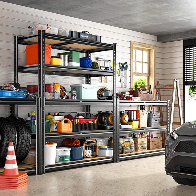 REIBII 2020LBS Storage Shelves 5 Tier Garage Shelving Heavy Duty Adjustable Garage Shelves, Utility Rack Shelf, Shelving Units for Storage Warehouse Pantry Closet, 35.5" W x 11.9" D x 72" H, Black