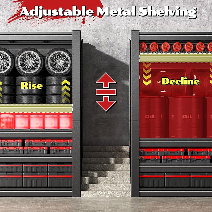 2600LBS Storage Shelves, 48" W Garage Shelving Heavy Duty, Adjustable Metal Shelving Unit, Storage Rack for Garage, Basement, Warehouse with Tool-Free Assembly, 48" W x 17.7" D x 72" H