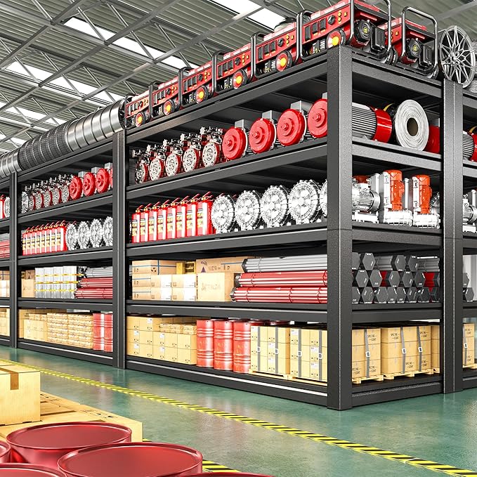 3050LBS Storage Shelves, 55.2" W Garage Shelving Heavy Duty, Adjustable Metal Shelving Unit, Storage Rack for Garage, Basement, Warehouse with Tool-Free Assembly, 55.2" W x 25.7" D x 78" H