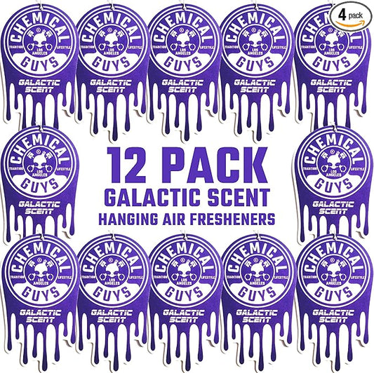 Chemical Guys Hanging Air Freshener, Galactic Scent 12 Pack, Great for Cars, Trucks, SUVs, RVs, Home, Garage, Workspace, Dorm Room & More (4 x 3 Packs) - AIR42304