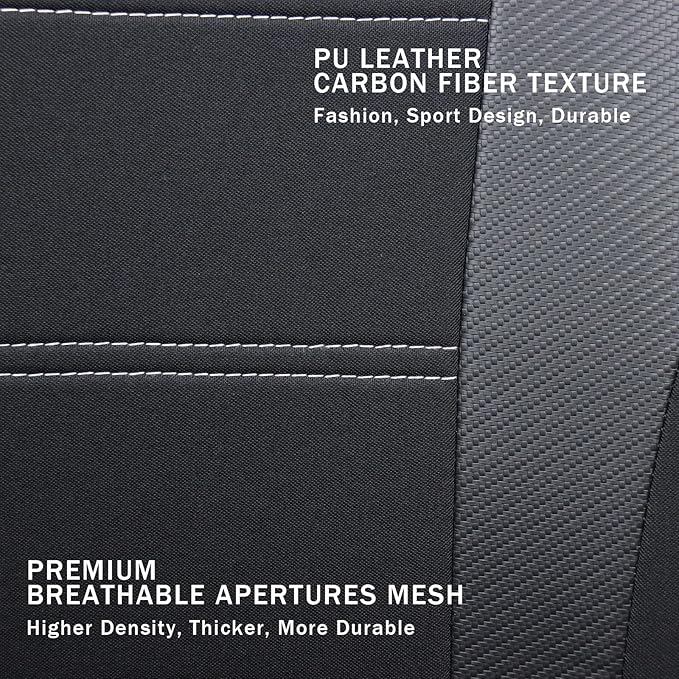 Champlus Car Seat Covers, Carbon Fibre and Durable Breathable Mesh 2 Front Bucket Seat Covers, Universal Fit Automotive Sedan Cars, SUVs, Trucks, Mini Vans, Airbag Compatible, Easy to Install