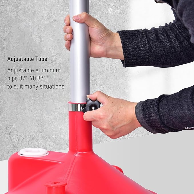 A46A 18 Gallon Industrial Waste Oil Drain Tank,Oil Changing,Portable Waste Oil Change Tank With Wheels and Adjustable funnel height for car, Funnel Drain, Red