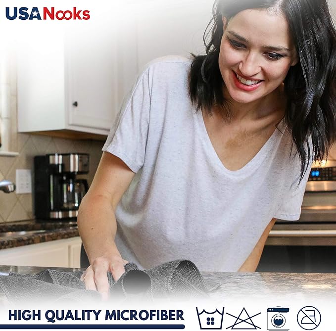 USANOOKS Microfiber Cleaning Cloth - 12Pcs 12.5x12.5 inch High Performance - 1200 Washes, Ultra Absorbent Microfiber Towels for Cars Undercarriage, Rims and Engine Bay Cleaning -Microfiber Cloth