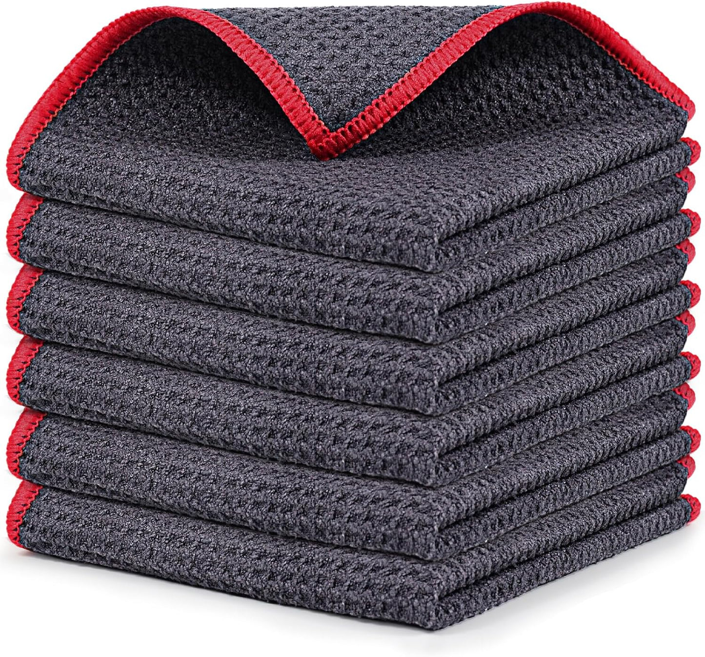 Airlab Microfiber Cleaning Cloth Waffle Weave Dust Rags for Household Kitchen Towel Absorbent Quick Drying Cleaning Rags Streak Free Lint Free, 6 Pack,12 x 12 Inches, Grey