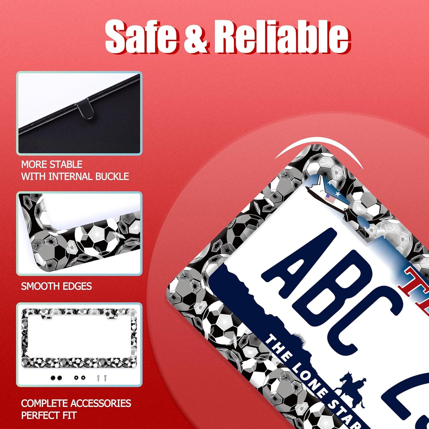 Personalise Soccer Ball Pattern License Plate Frame Funny License Plate Auto Accessories License Plate Holder 6x12 Inch