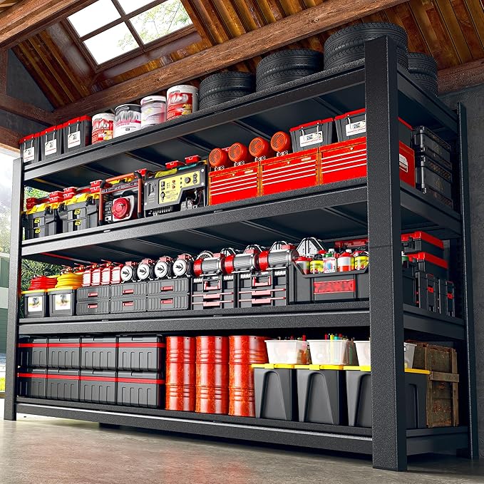 2500LBS Storage Shelves, 60.1"W Garage Shelving Heavy Duty, Adjustable Metal Shelving Unit, Storage Rack for Garage, Basement, Warehouse with Tool-Free Installation, 60.1"W x 24"D x 60.1"H