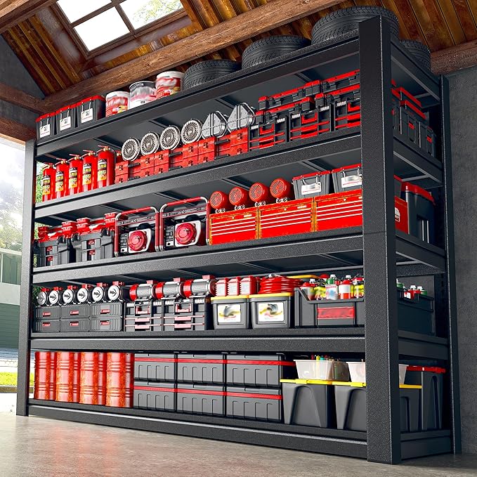 2600LBS Storage Shelves, 48" W Garage Shelving Heavy Duty, Adjustable Metal Shelving Unit, Storage Rack for Garage, Basement, Warehouse with Tool-Free Assembly, 48" W x 17.7" D x 72" H