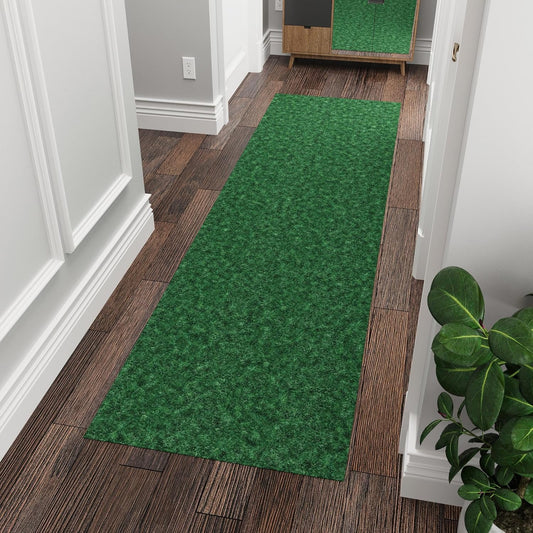 Ottomanson 2' x 6' Hallway Runner with Scraper Pile Extra Durable Non-Slip Rug Mat for Indoor & Outdoor Use - Ideal for Kitchen, Entryway, Patio & Garage - High-Traffic Carpet, Green