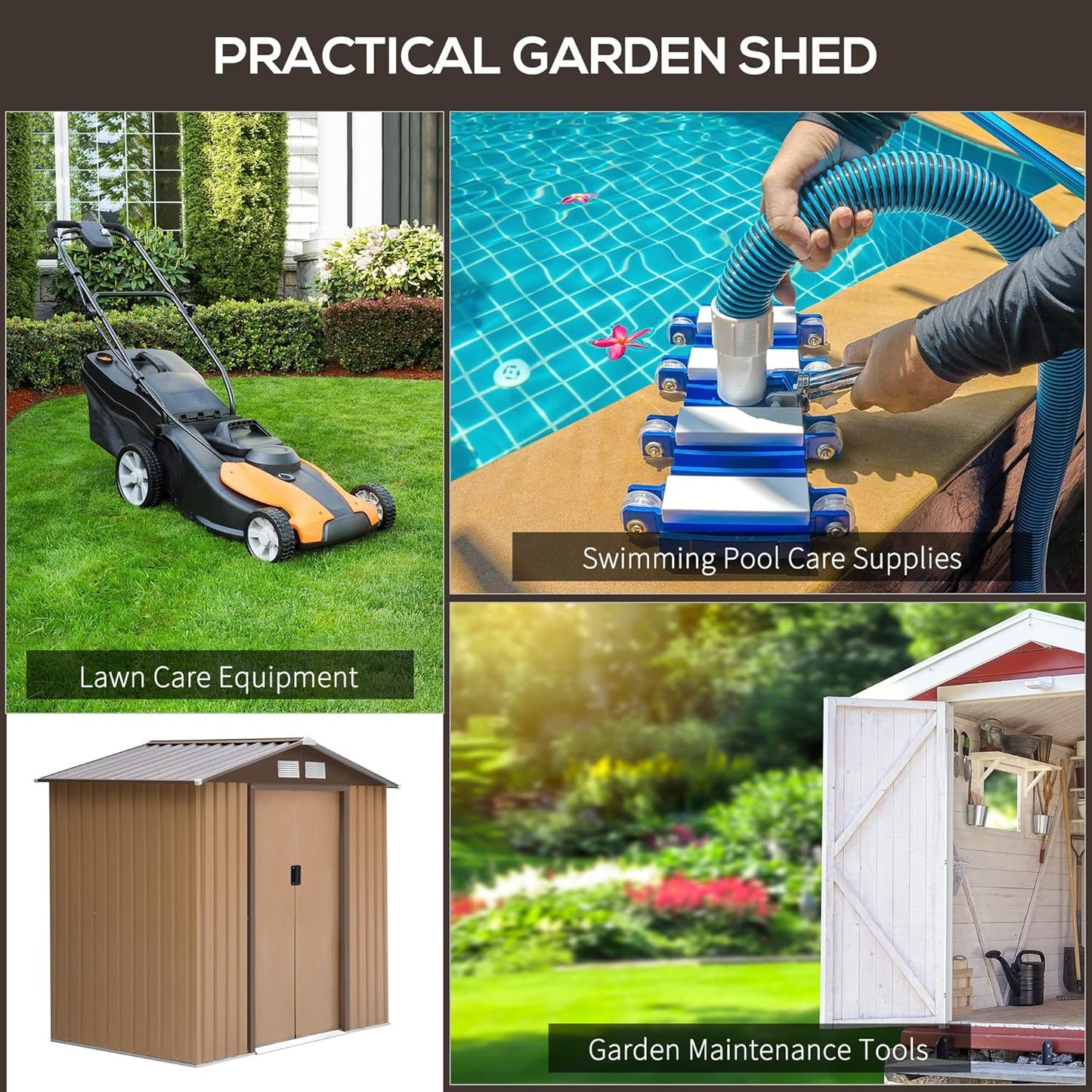 Outsunny 7' x 4' Outdoor Storage Shed, Garden Tool Metal Shed with Foundation Kit, Double Lockable Door, Air Vents and Sloping Roof, for Backyard, Patio, Lawn, Yellow