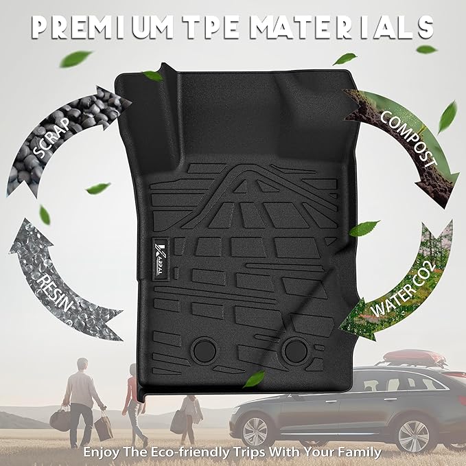 KARPAL Floor Mats for Ford Bronco 4 Door 2021-2025 (Not for Sport), All Weather Protection TPE Floor Liners Cargo Mats Full Set Bronco Accessories, 1st&2nd Row & Cargo Liner & Backrest Mat