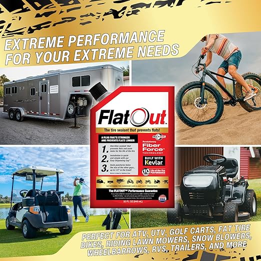 FlatOut Off Road Multi-Purpose Tire Sealant - Prevents and Repairs Flat Tires - Seals Leaks - Contains Kevlar - Tubeless Tire Sealant - 32-Ounce Bag - Pack of 2