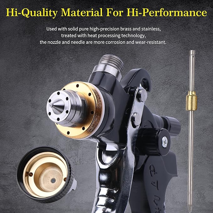 HVLP Spray Gun with 10Pcs 600ML Disposable Paint Cups, 4 Nozzles,1.4/1.7/2.0/2.5mm, Automotive Gravity Feed Paint Spray Gun Kit with Air Compressor Regulator for Auto (Black)