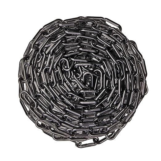 US Weight (Made in USA) 2" x 50' Black Plastic Safety Chain ft. SunShield UV Resistant Technology