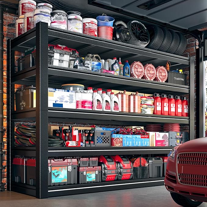 3125LBS Storage Shelves, 60.1"W Garage Shelving Heavy Duty, Adjustable Metal Shelving Unit, Storage Rack for Garage, Basement, Warehouse with Tool-Free Installation, 60.1"W x 24"D x 72.1"H