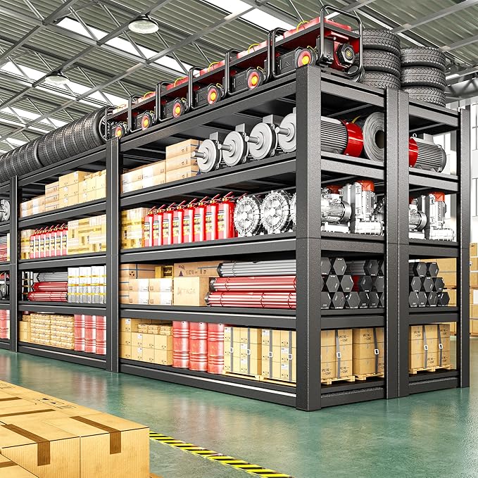 2550LBS Storage Shelves, 40" W Garage Shelving Heavy Duty, Adjustable Metal Shelving Unit, Storage Rack for Garage, Basement, Warehouse with Tool-Free Assembly, 40" W x 17.7" D x 72" H
