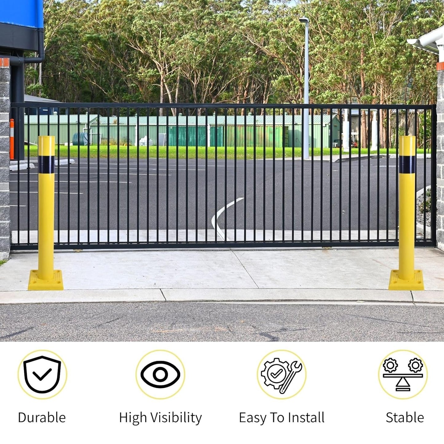 4 Pack 4" Diameter SpringBack Safety Bollard Post with 4 Anchor Bolts for Parking Garage, Warehouse, Driveway & Outdoor Use (36"H 4Pack)