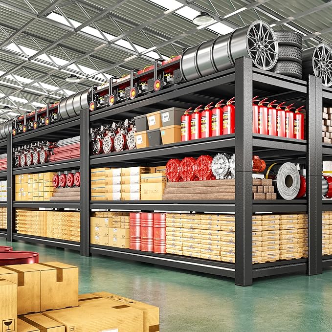2500LBS Storage Shelves, 60.1"W Garage Shelving Heavy Duty, Adjustable Metal Shelving Unit, Storage Rack for Garage, Basement, Warehouse with Tool-Free Installation, 60.1"W x 24"D x 60.1"H