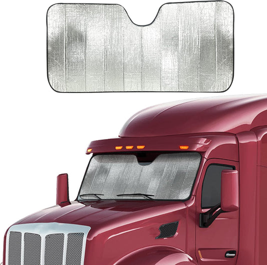 EcoNour Accordion Sun Shade Windshield for Trucks | Automotive Windshield Sun Shade to Keep Your Rig Safe | Fits for Semi Truck Windshields, Commercial & Big Rig Truck | XXL (80 x 30 inches)