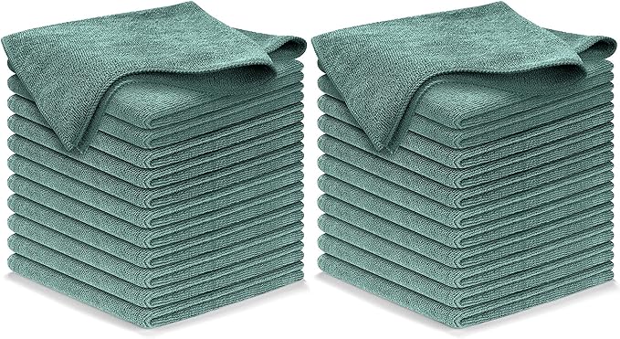 USANOOKS Microfiber Cleaning Cloth - 1200 Washes, Ultra Absorbent Towels Grip Root Weave Grime - 24pack - Dark Green