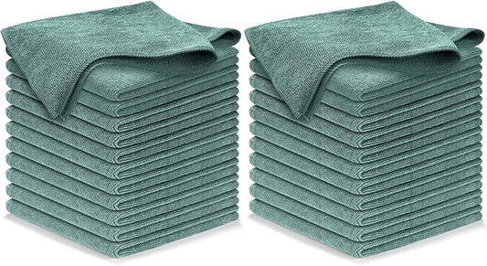 USANOOKS Microfiber Cleaning Cloth - 1200 Washes, Ultra Absorbent Towels Grip Root Weave Grime - 24pack - Dark Green
