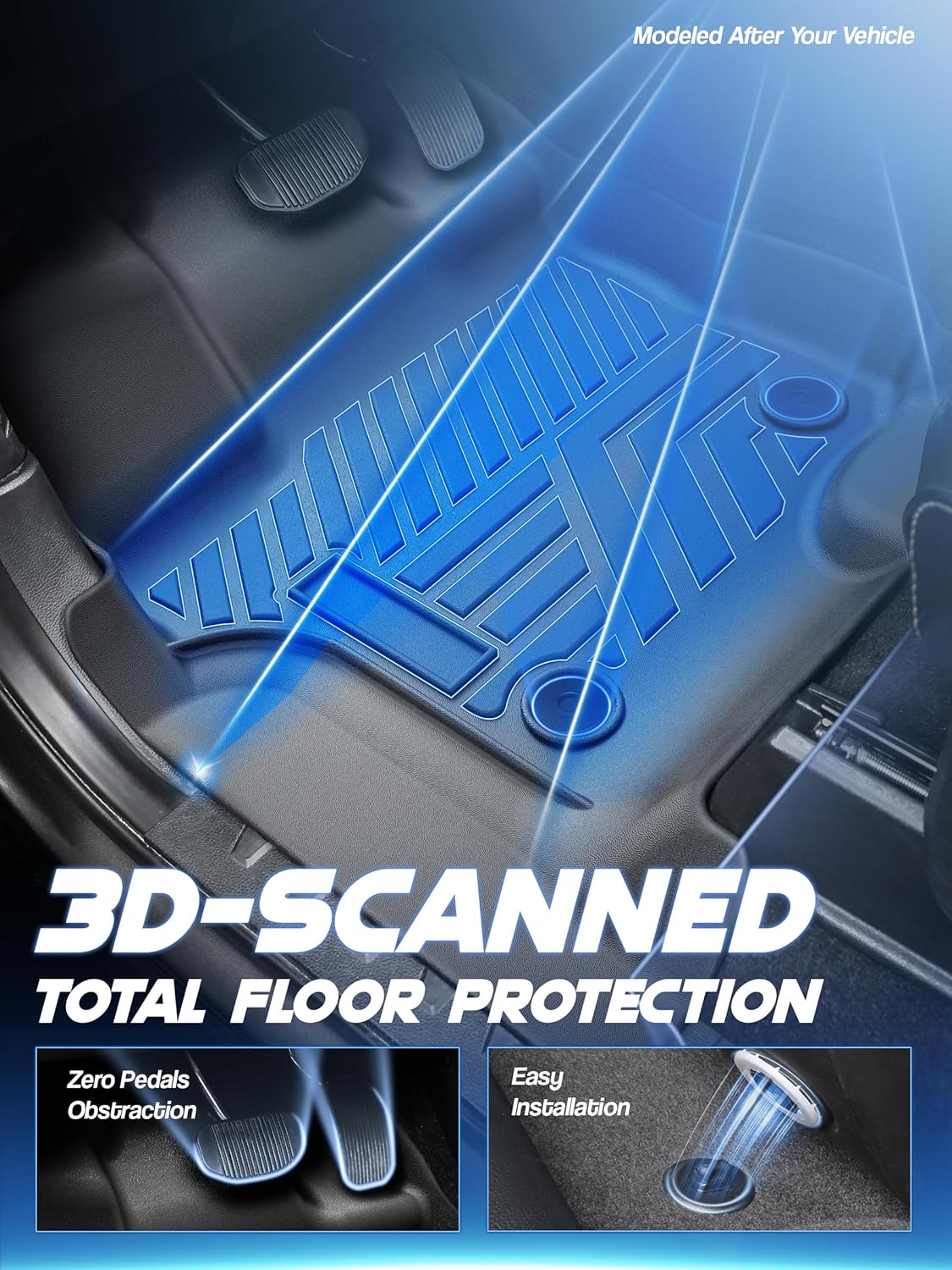 Car Floor Mats for Ford F-150 2015-2024 2025 | Lightning 22-24 SuperCrew (Rear w/o Fold Flat Storage),TPE All Weather Protection Floor Mats,Custom Fit Car Floor Liners Set,Heavy Duty Accessories