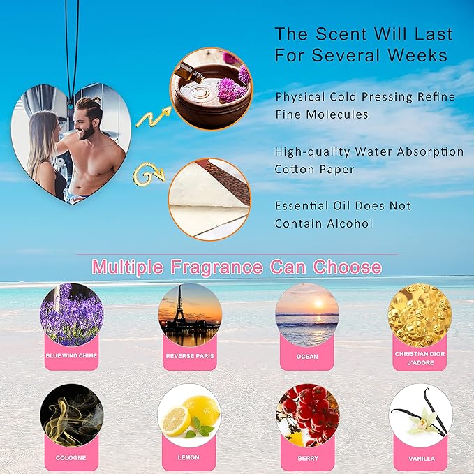 Custom Air Freshener for Car - Double Sided photo Personalized Air Freshener for Car with Multiple Fragrances Decorations for Wardrobe, Bathroom,Hanging Ornaments (Unique Scented Gift) (Heart)
