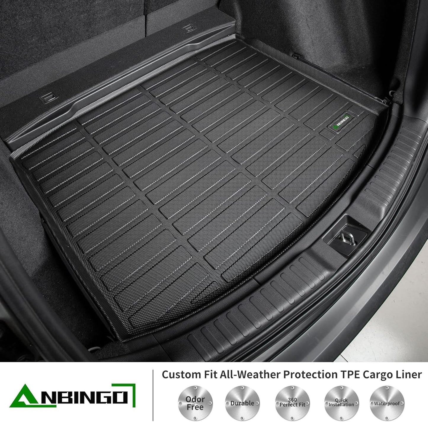 ANBINGO®-Trunk Mat for Genesis GV70 2026 2025 2024 2023 2022, (Not Fit Electrified GV70) All Weather Cargo mats gv70 Protection TPE Waterproof Non-Slip GV70 Trunk Liner Accessories -Black