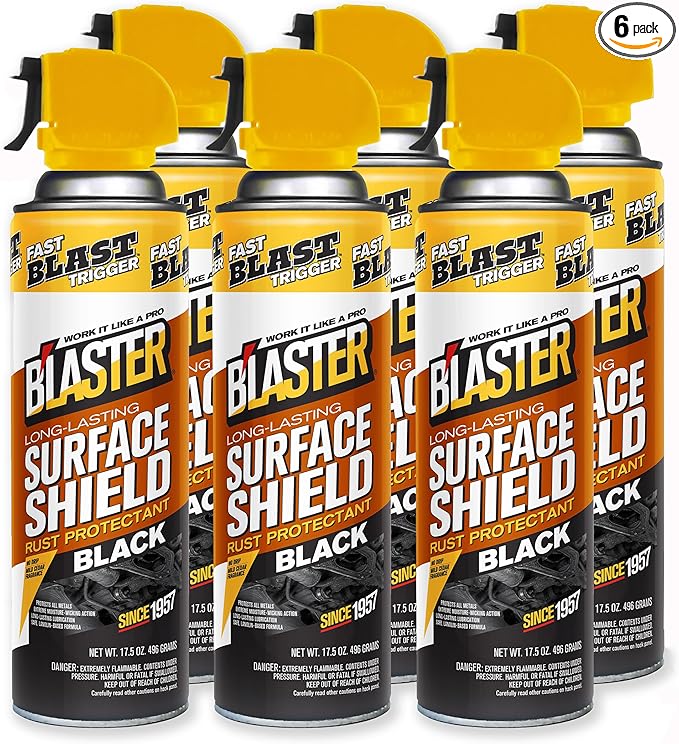 B’laster Surface Shield Anti Rust Spray for Metal – Black Series Rust Prevention Spray for Tools, Equipment & Moving Parts – Long-Lasting Corrosion Protection with Lanolin-Based Formula – (Case of 6)