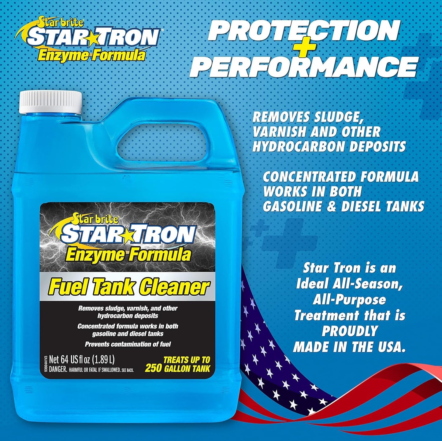 STAR BRITE Star Tron Fuel Tank Cleaner - Remove Sludge, Varnish & Other Deposits - Rejuvenate Old, Stale Fuel - Concentrated Formula Works In Gas Tanks & Diesel Tanks - 1 GAL (093600)