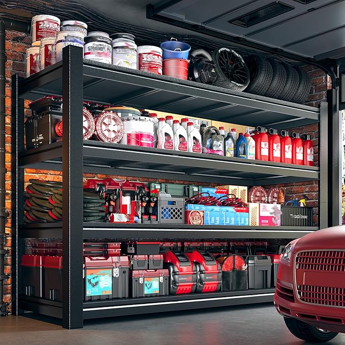 2500LBS Storage Shelves, 60.1"W Garage Shelving Heavy Duty, Adjustable Metal Shelving Unit, Storage Rack for Garage, Basement, Warehouse with Tool-Free Installation, 60.1"W x 24"D x 60.1"H