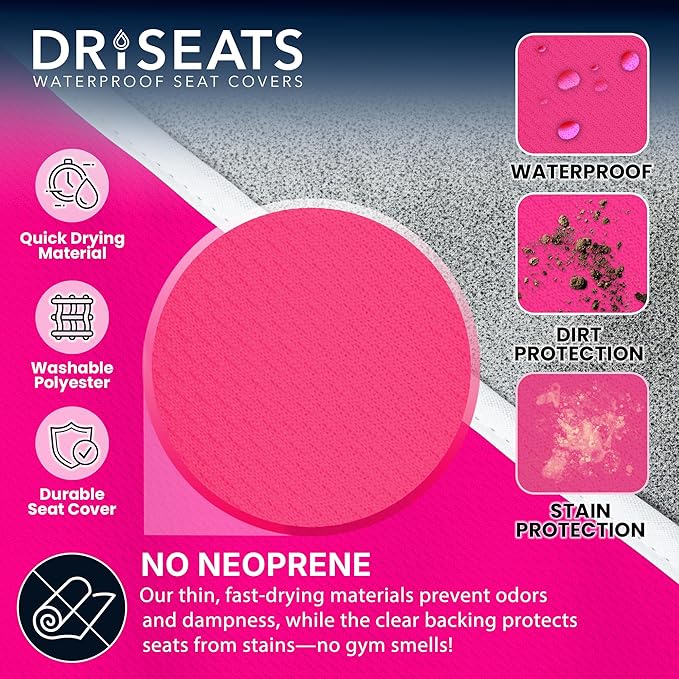 Dri Seats Waterproof Car Seat Cover – Premium Sweat Towel with Slip Resistant Backing for Front Seats in Cars, Trucks, SUVs – Universal Seat Liner, Easy Install, Machine Washable, Breathable