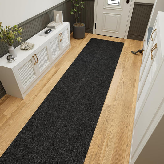 Ottomanson 2'7" x 8' Hallway Runner with Scraper Pile - Extra Durable Non-Slip Rug Mat for Indoor & Outdoor Use - Ideal for Kitchen, Entryway & Garage - High-Traffic Carpet, Black