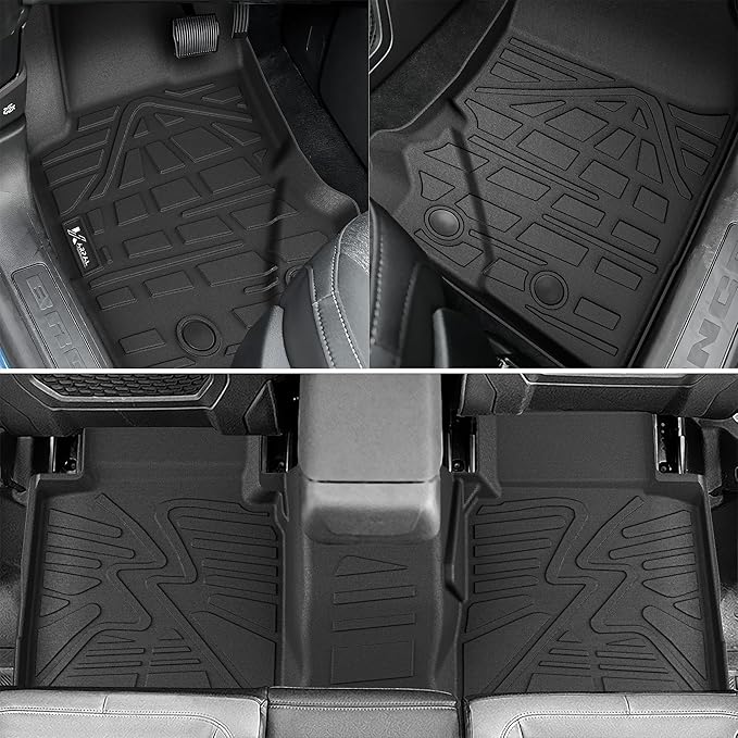 KARPAL Floor Mats for 2021-2026 Ford Bronco 4 Door (Not fit Sport & Rubberized Floor), All Weather TPE Protection Custom Fit Floor Liners, 1st & 2nd Row & Trunk Mat Ford Bronco Accessories Car Mats