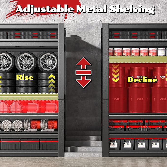 3180LBS Storage Shelves, 55.2" W Garage Shelving Heavy Duty, Adjustable Metal Shelving Unit, Storage Rack for Garage, Basement, Warehouse with Tool-Free Assembly, 55.2" W x 25.7" D x 84" H