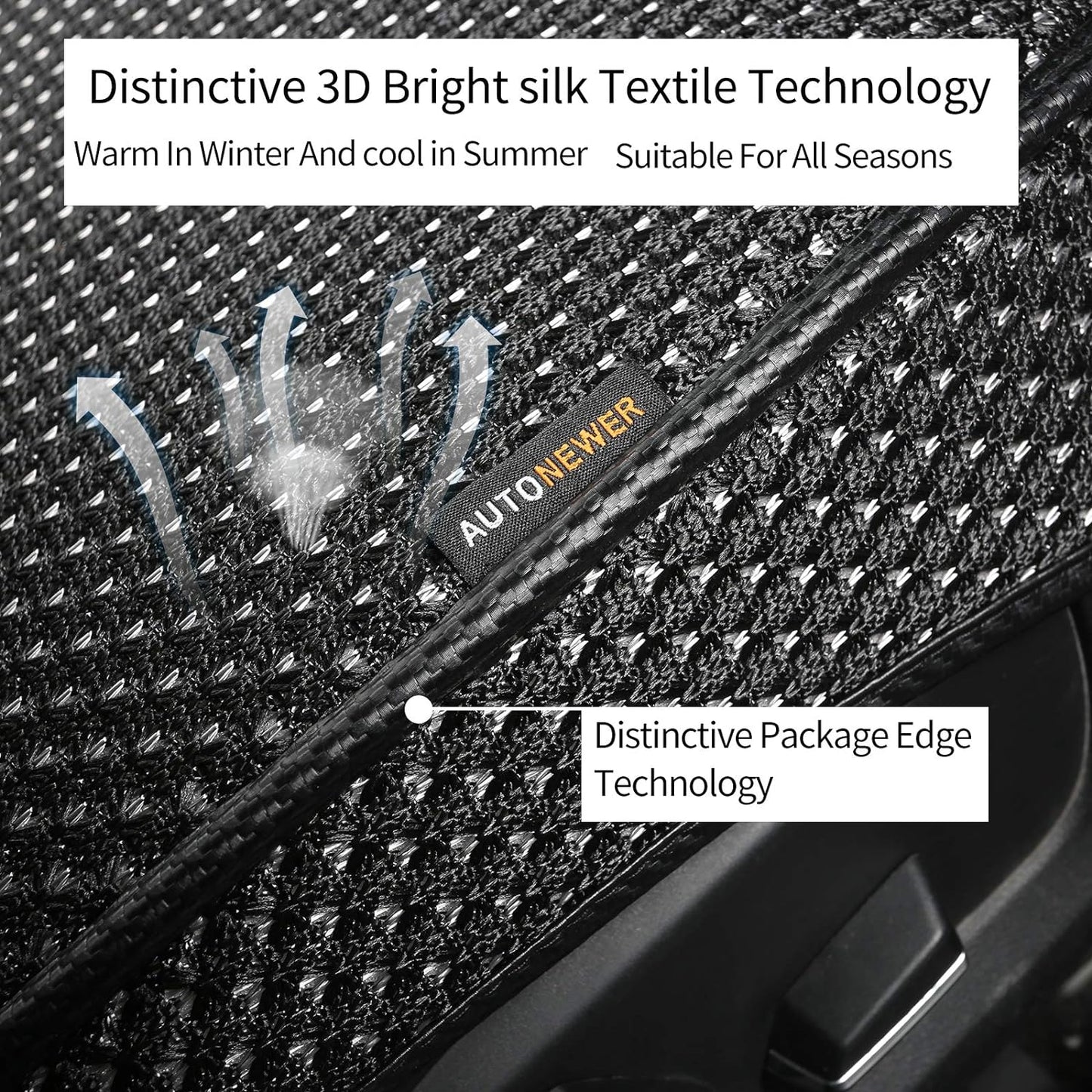 Auto Newer Breathable Universal Four Seasons Car Seat Covers, Luxury Car Seat Cushion,Protectors for Front Seat Bottoms,Compatible with 95% Vehicles(Black,1PCS)