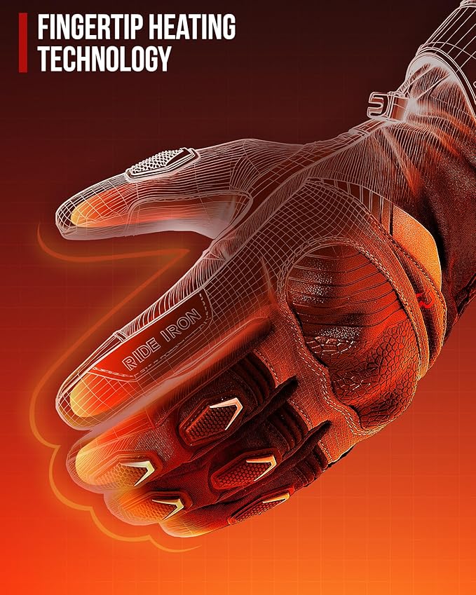 Heated Motorcycle Gloves for Men with CE Level 1 KP, 7.6V 3000mAh Rechargeable Heated Gloves Touchscreen Protective Gears